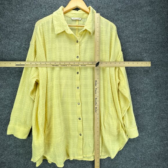 Soft‎ Surroundings Tunic Shirt Womens 3X Yellow Button Up Textured Gauze - Picture 9 of 15